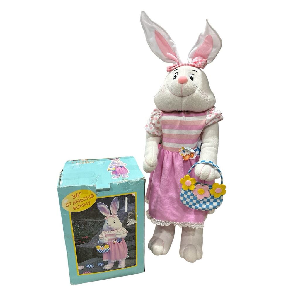 Vintage Standing Easter Girl Bunny Rabbit House Porch Greeter Decor 36" Kmart